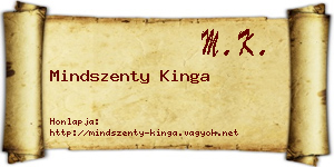 Mindszenty Kinga névjegykártya